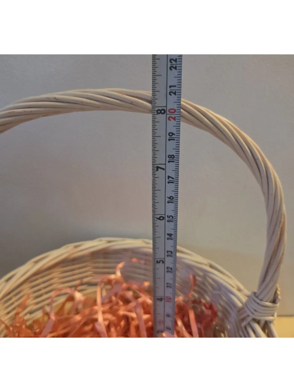 White Basket Painted with Pink Rose Buds Spring Decor